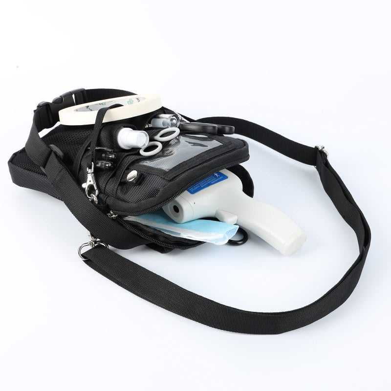 uxcellmo Nurse Organizer Belt 2 Sided -12 Pocket Waist bag Pouch Case for Medical Scissors Care Kit Tool (Black) - Image 4